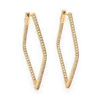 Yellow Gold and Diamond Geometric Hoop Earrings