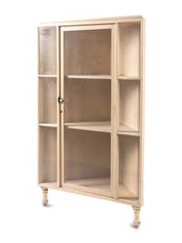 A Cream Painted Corner Laboratory Cabinet