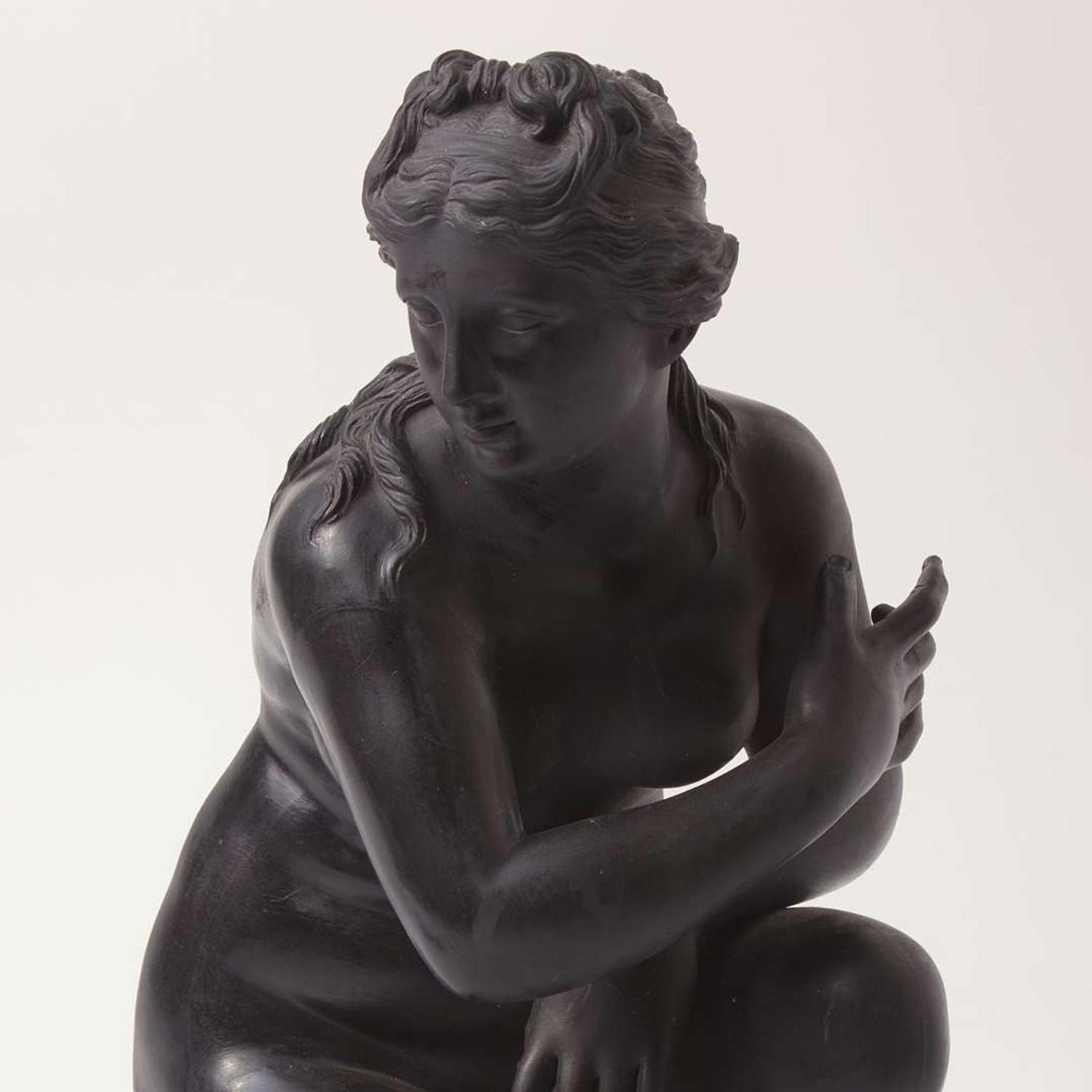 A Wedgwood Black Basalt Crouching Venus Figure UK, mid-19th century