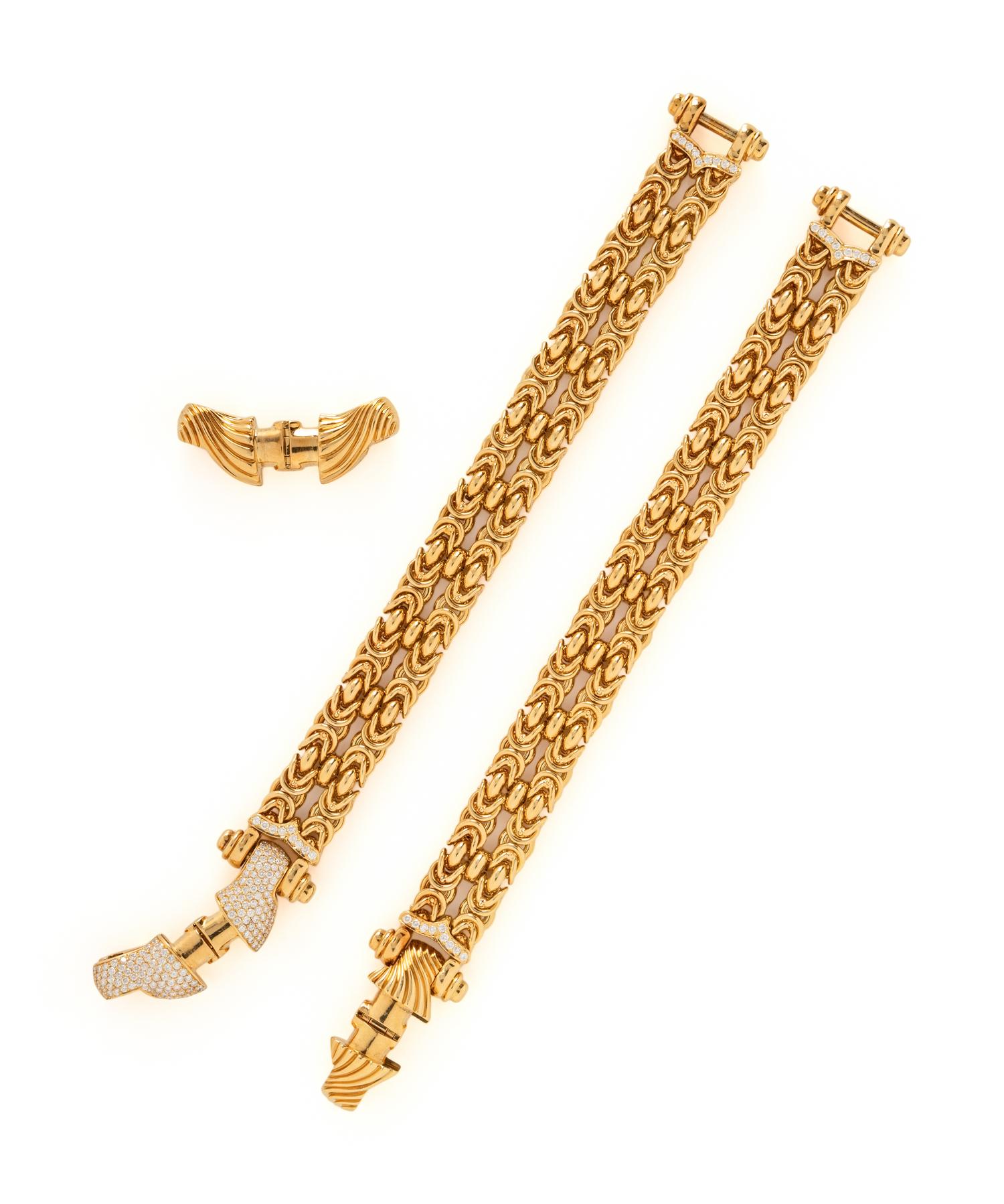 YELLOW GOLD AND DIAMOND CONVERTIBLE BRACELETS