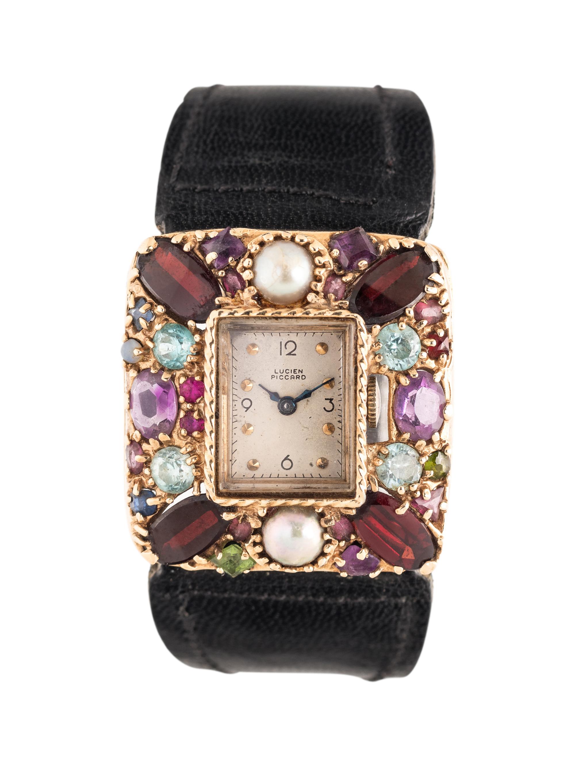 LUCIEN PICCARD, 14K YELLOW GOLD AND MULTIGEM WRISTWATCH