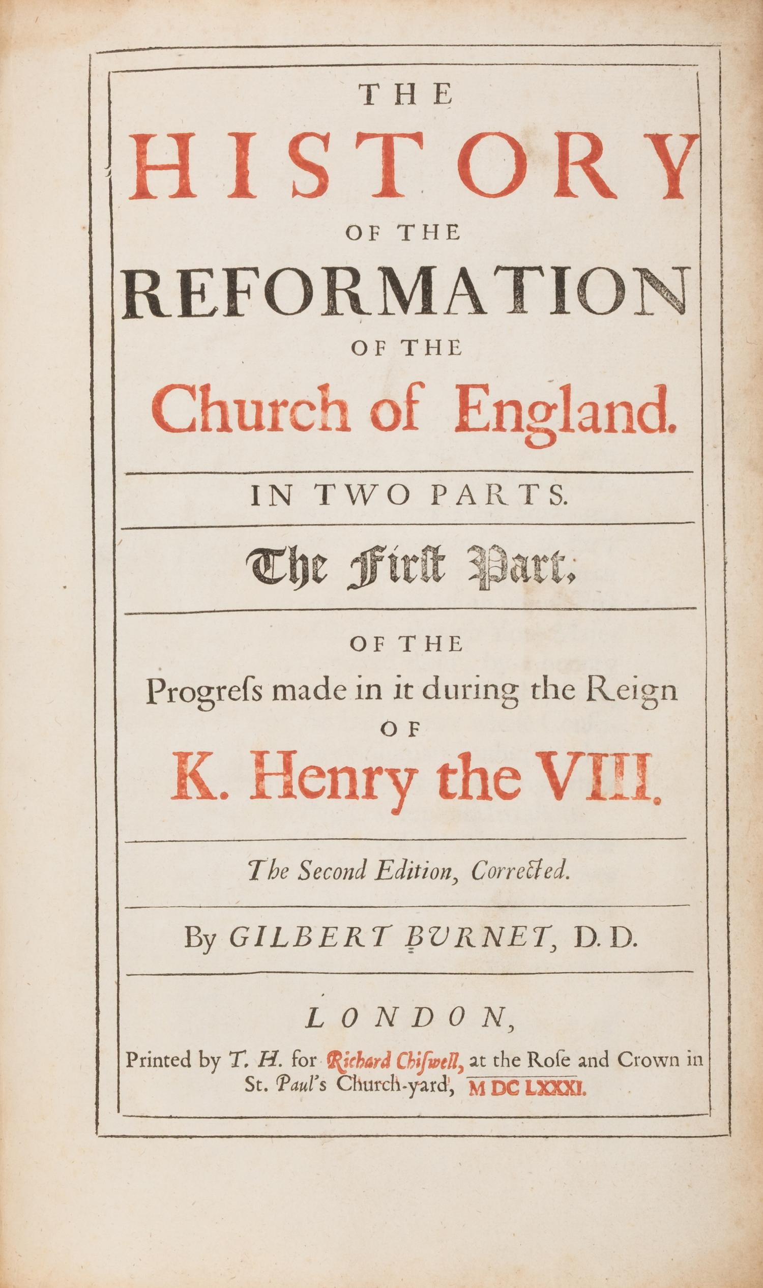 [Religion] Burnet, Gilbert. The History of the Reformation of the Church of England