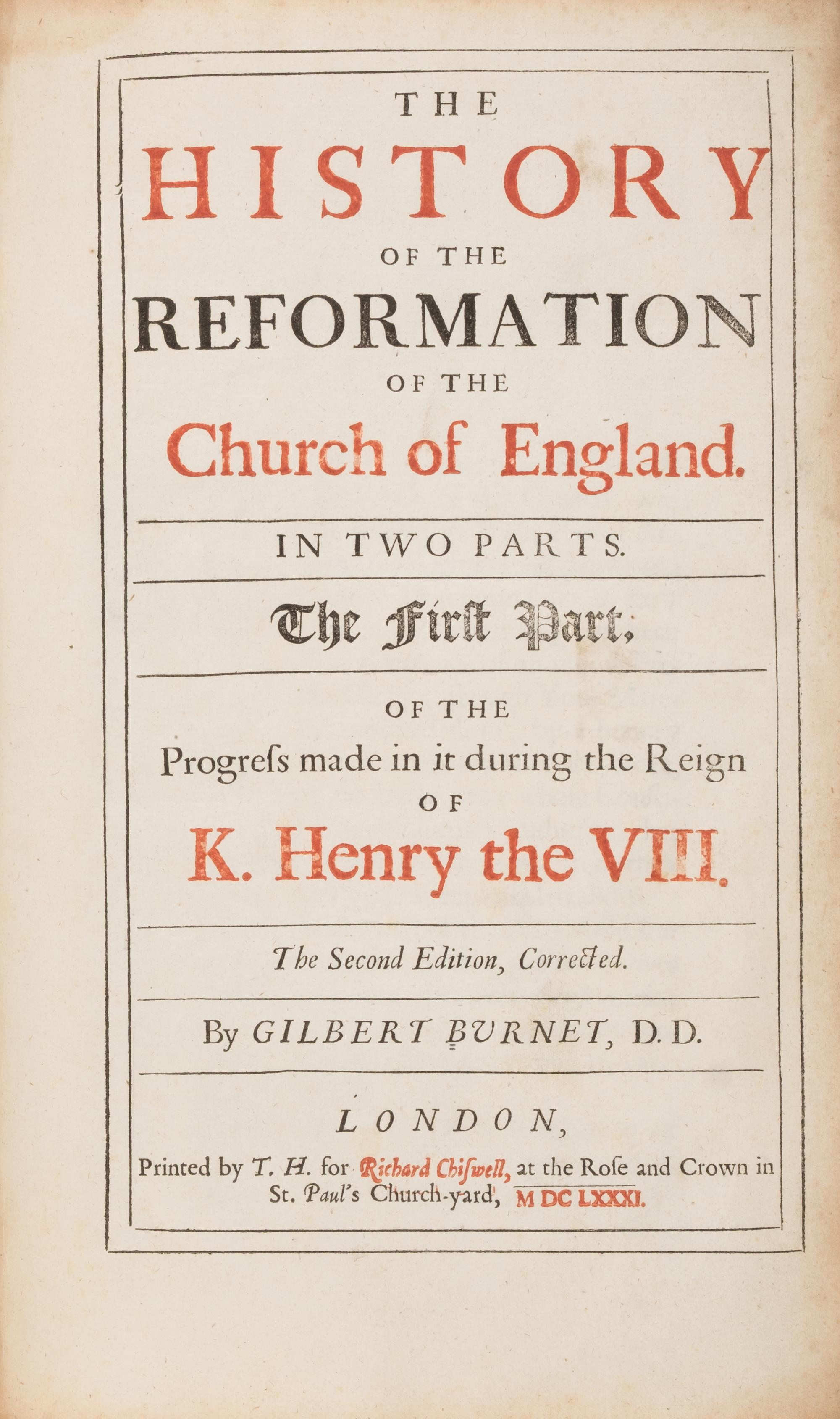 [Religion] Burnet, Gilbert. The History of the Reformation of the Church of England