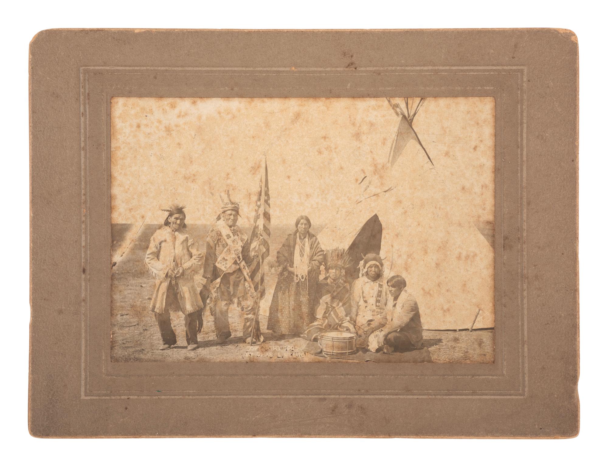 [NATIVE AMERICANS]. 2 photographs, incl. Kiowa Chief Lone Wolf and Chippewa Family.