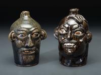 Two Southern Stoneware Face Jugs
