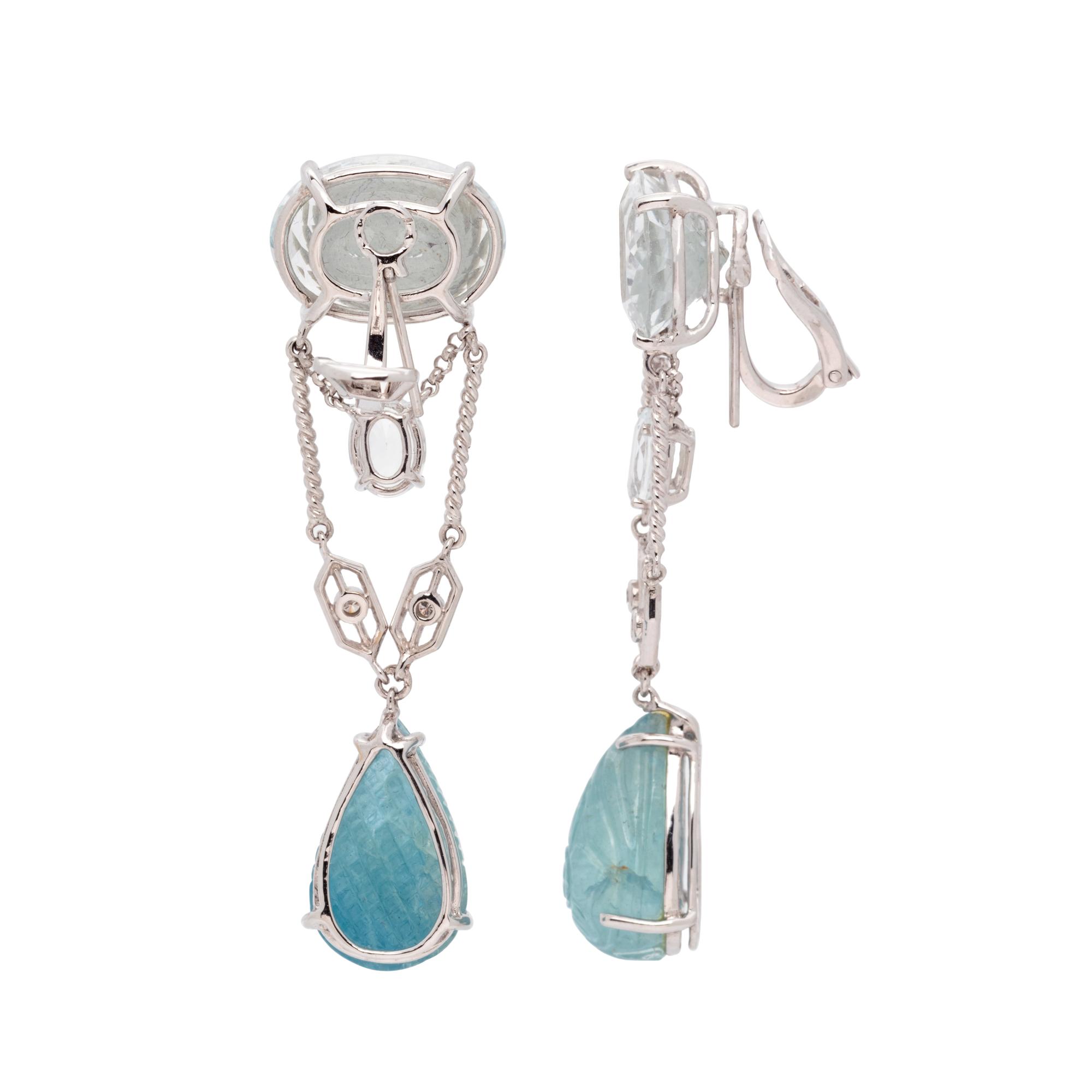 AQUAMARINE AND GEMSTONE EARCLIPS