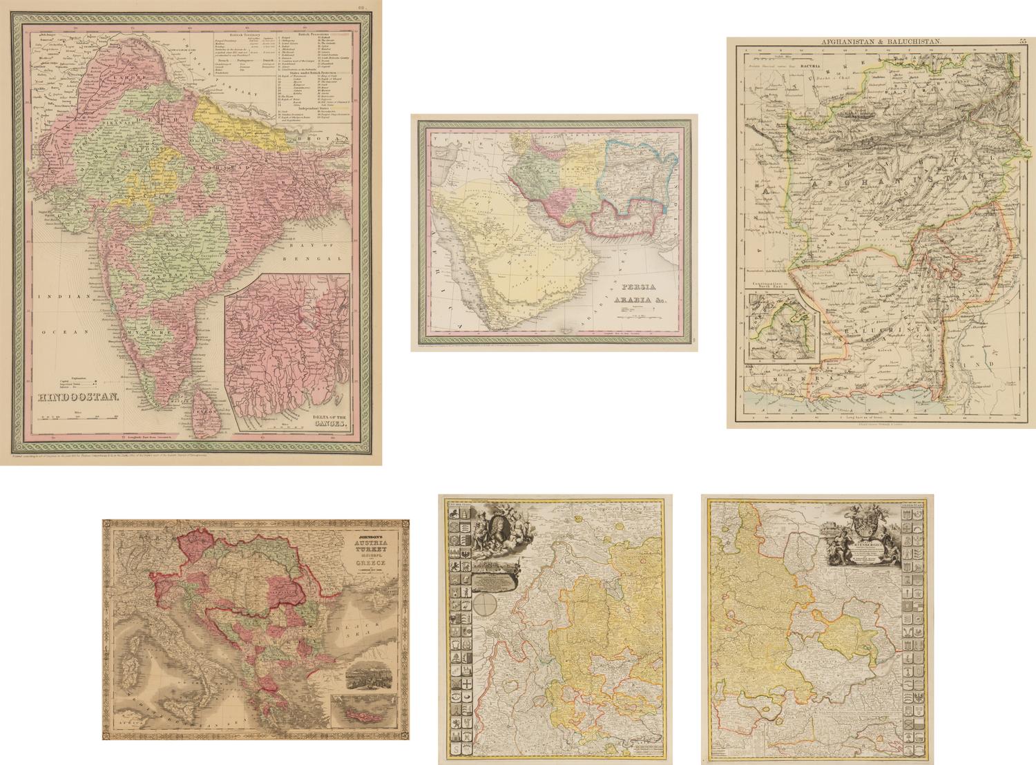 [MAPS]. A group of 5 maps of European and Middle Eastern countries, comprising: