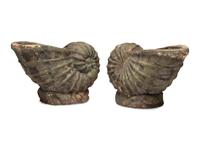 A Pair of Cast Stone Nautilus Jardinières