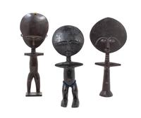 Three Carved Wood African Figures Height of tallest 15 1/2 inches.