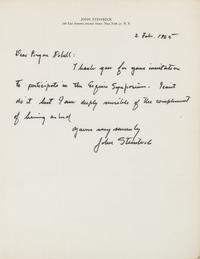 STEINBECK, John (1902-1968). Autograph letter signed ("John Steinbeck"), to Bryan Dobell. New York, NY, 2 February 1965.