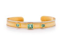 BICOLOR GOLD AND EMERALD CUFF BRACELET