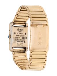 CARTIER, VERMEIL 'TANK' WATCH WITH GOLD BAND