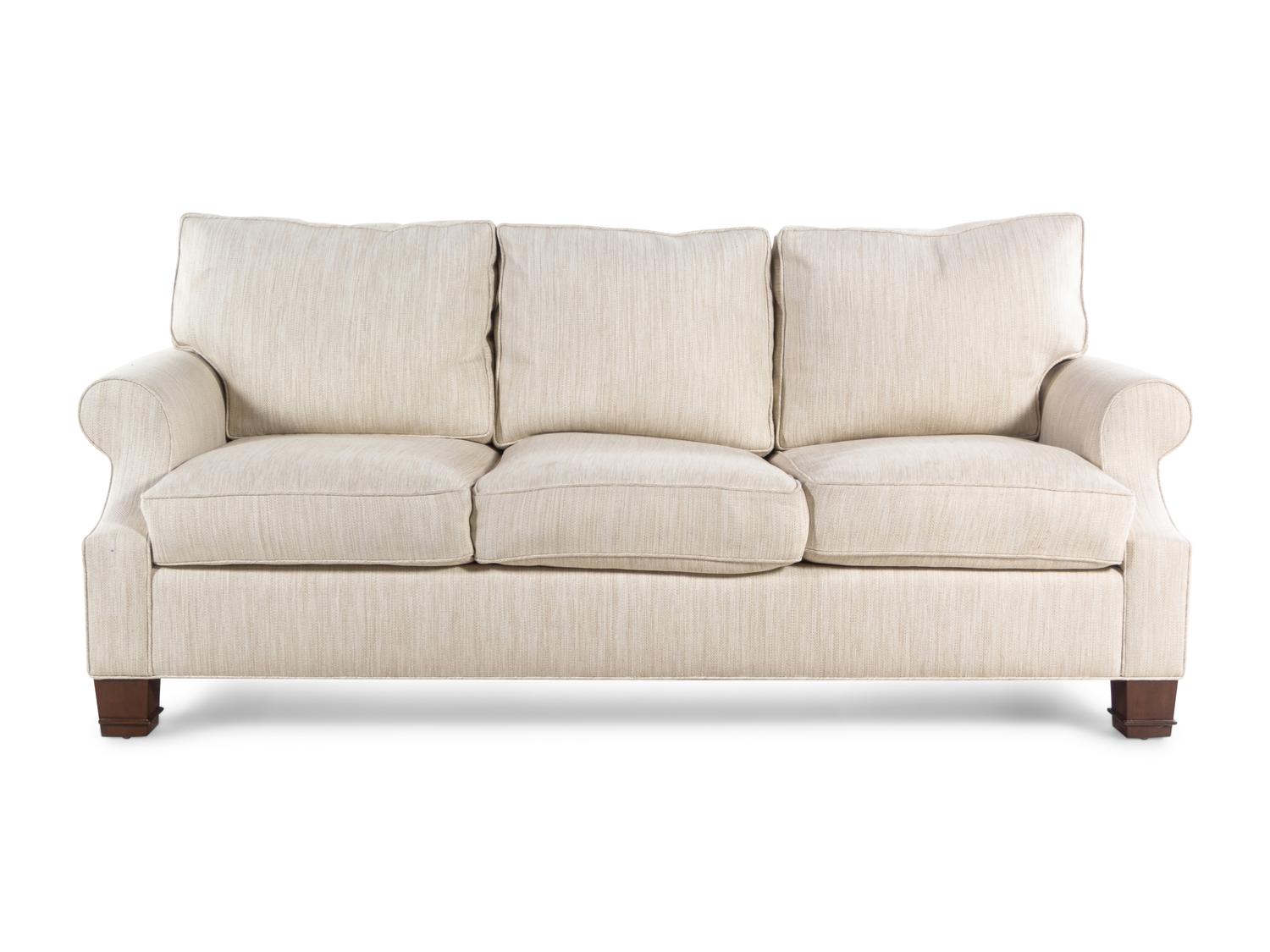 An A. Rudin Three-Seat Sofa with Beige Upholstery