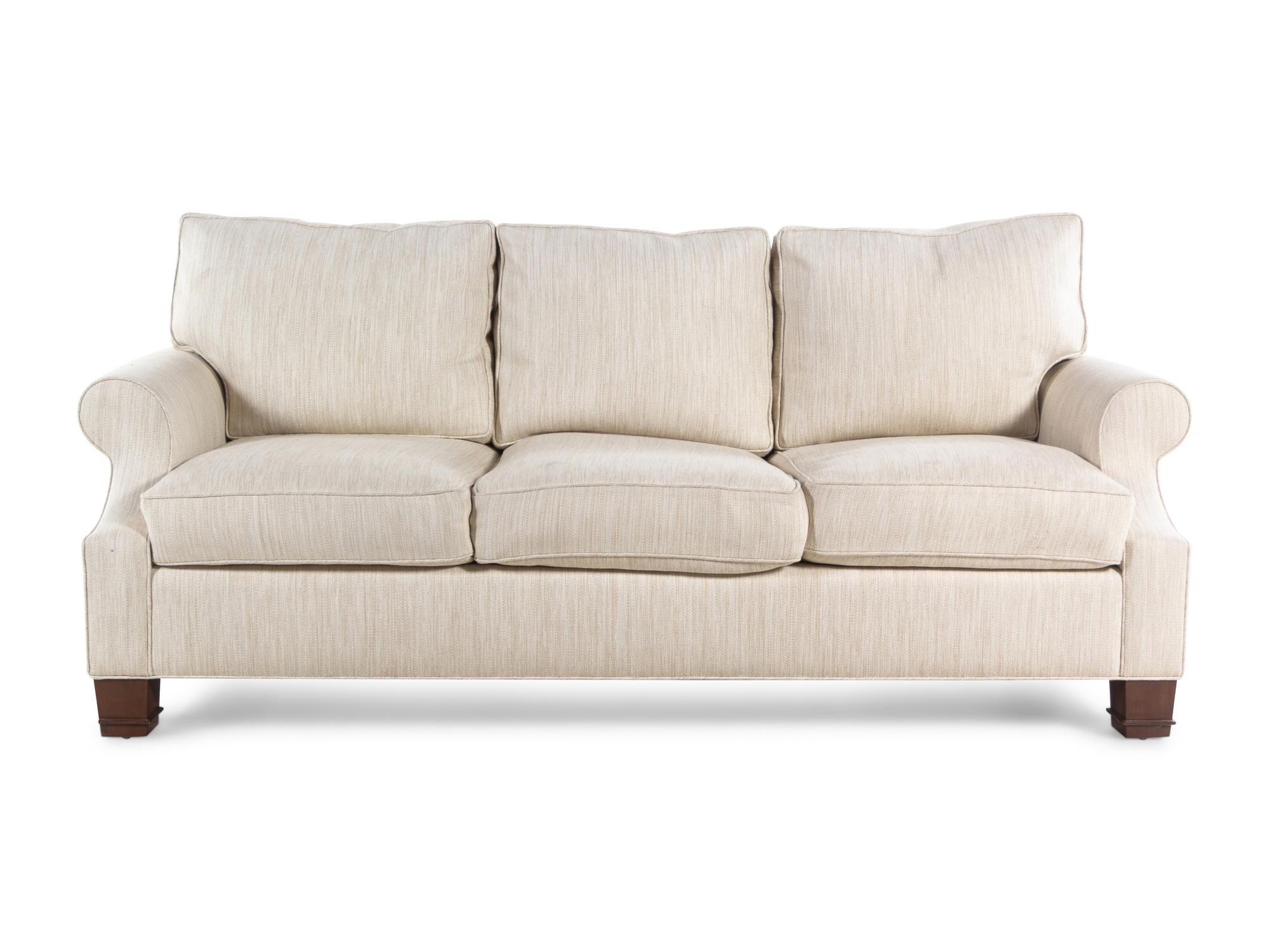 An A. Rudin Three-Seat Sofa with Beige Upholstery
