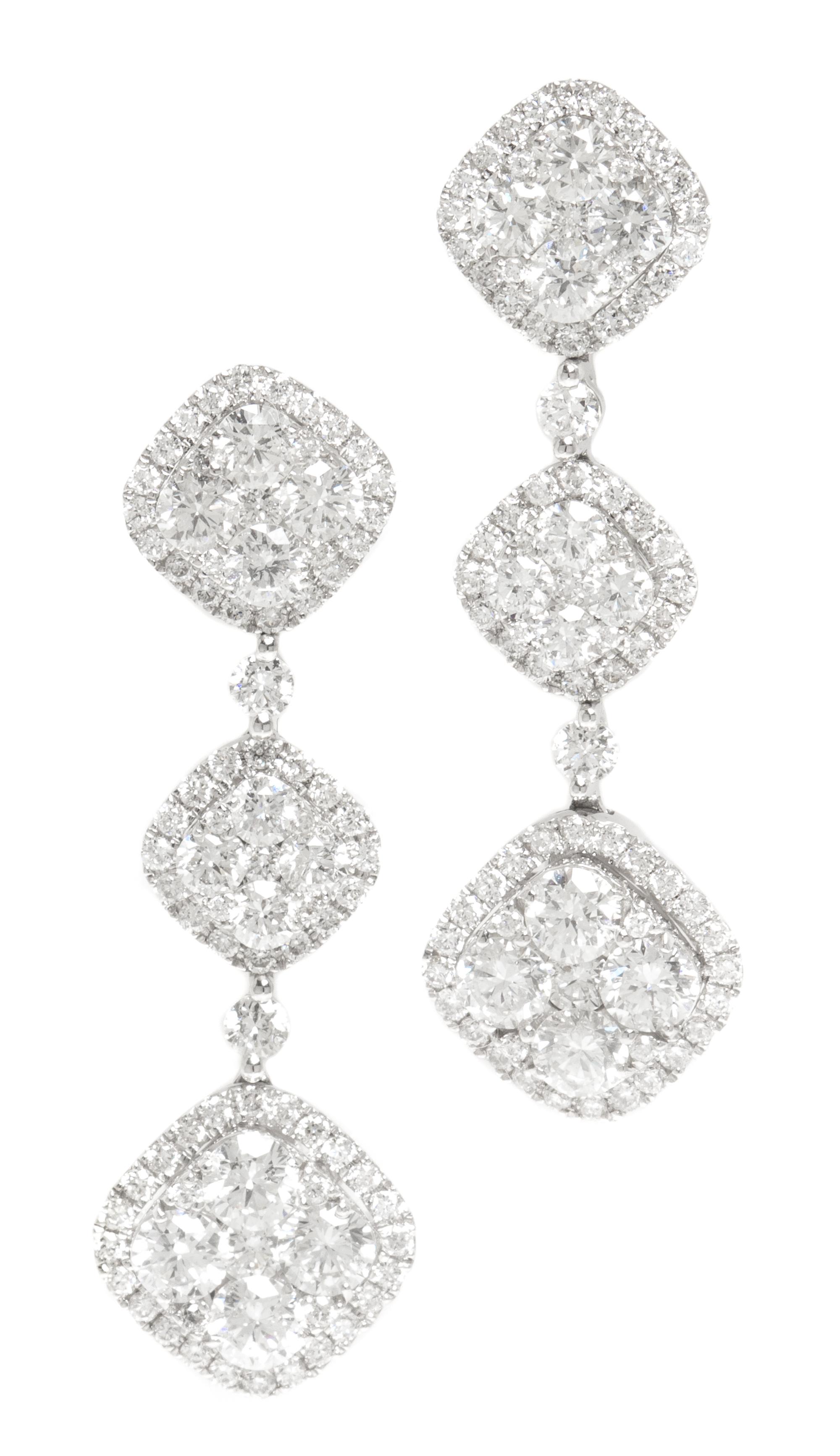 A Pair of 18 Karat White Gold and Diamond Earrings, 4.70 dwts.