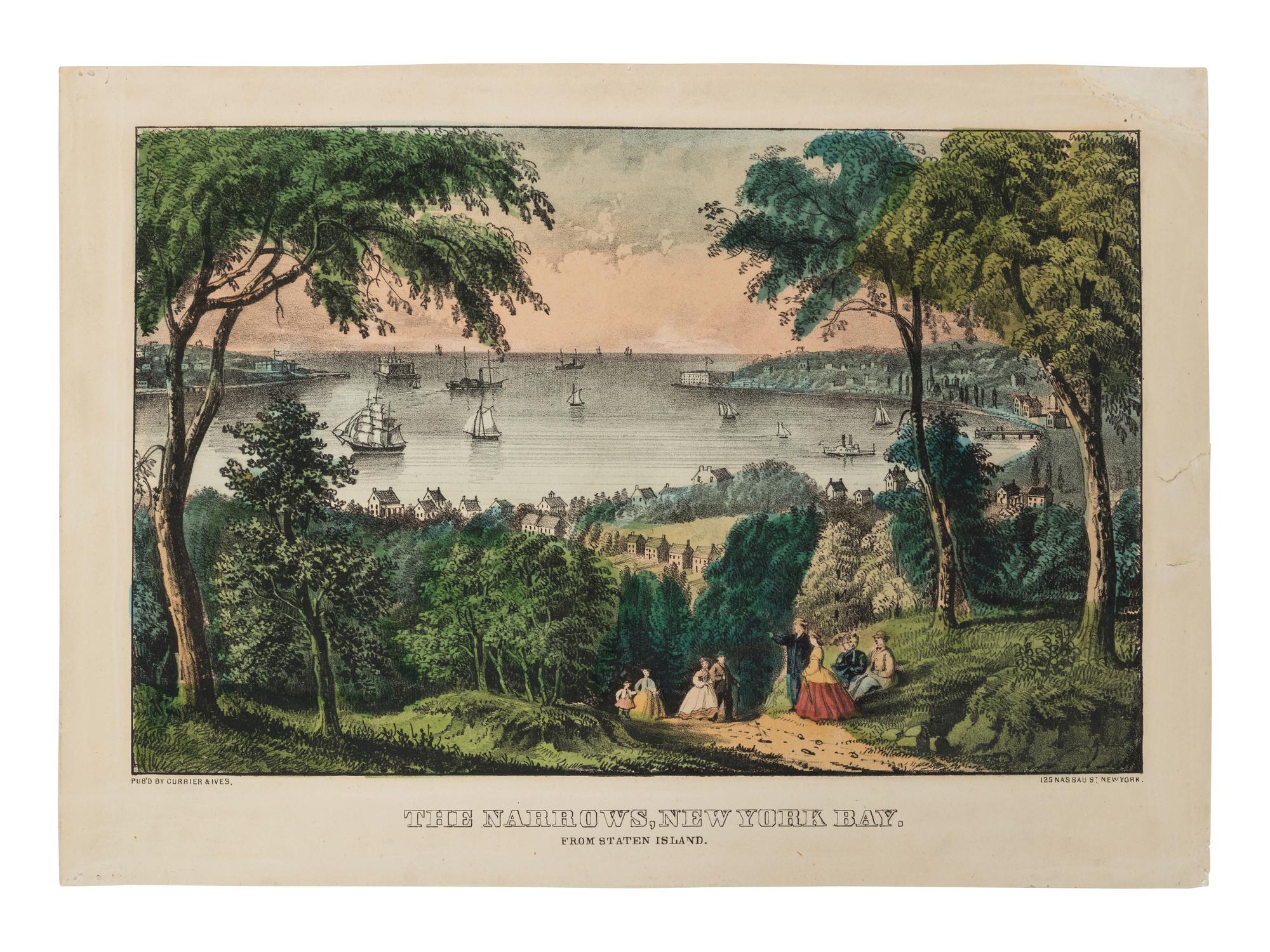 [NEW YORK SCENES] -- CURRIER and IVES, publishers City of New York and Environs, 1875. (G.1226). -- The Narrows, New York Bay. From Staten Island, n.d. (G.4760).