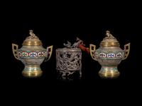 Three Japanese Metal Incense Burners