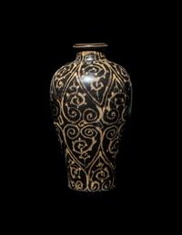 A Chinese Jizhou Ware 'Tortoiseshell Splash' Meiping Vase