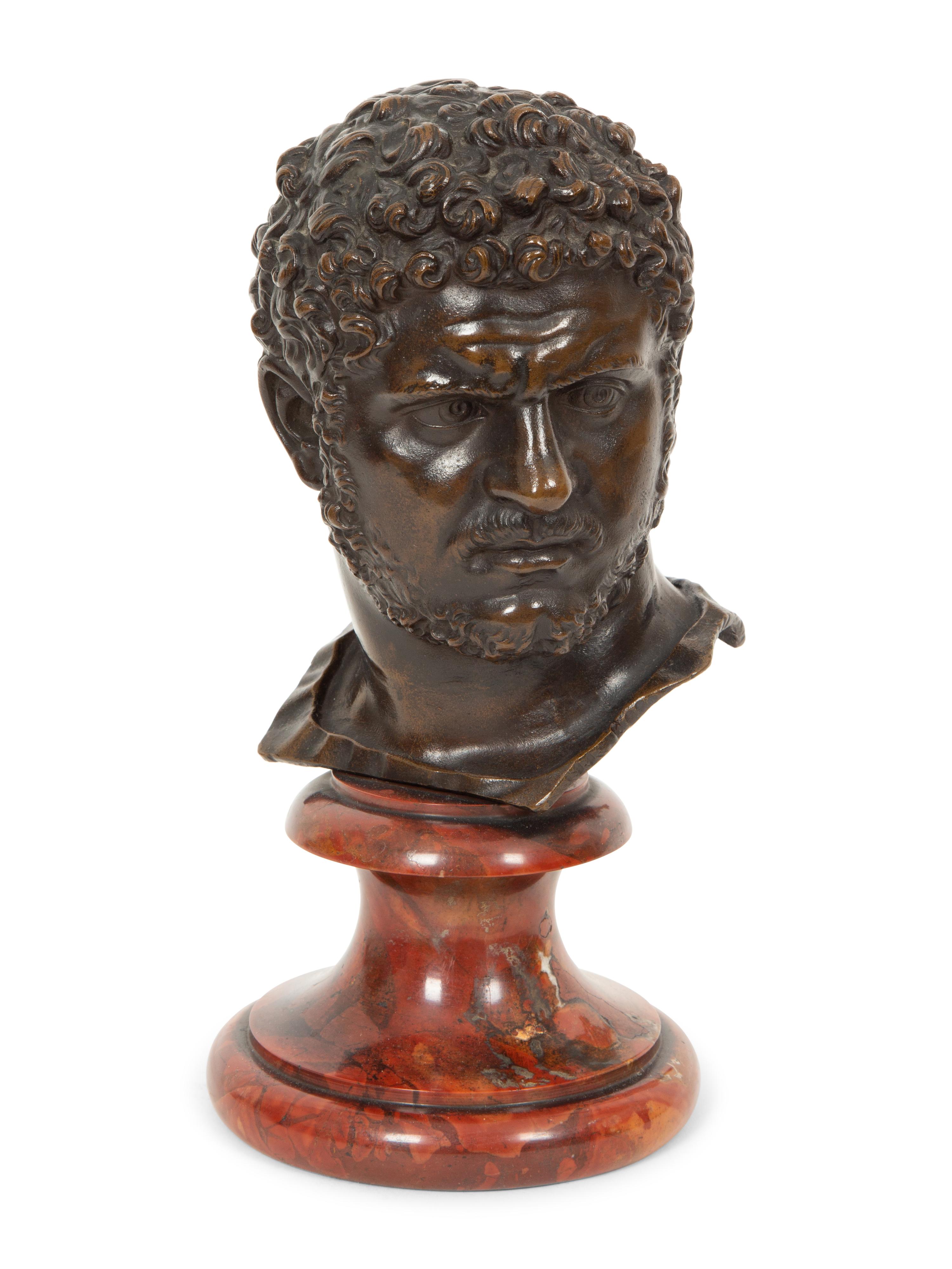 Three French Bronze Busts of Cicero and Demosthenes, and Roman Emperor Caracalla