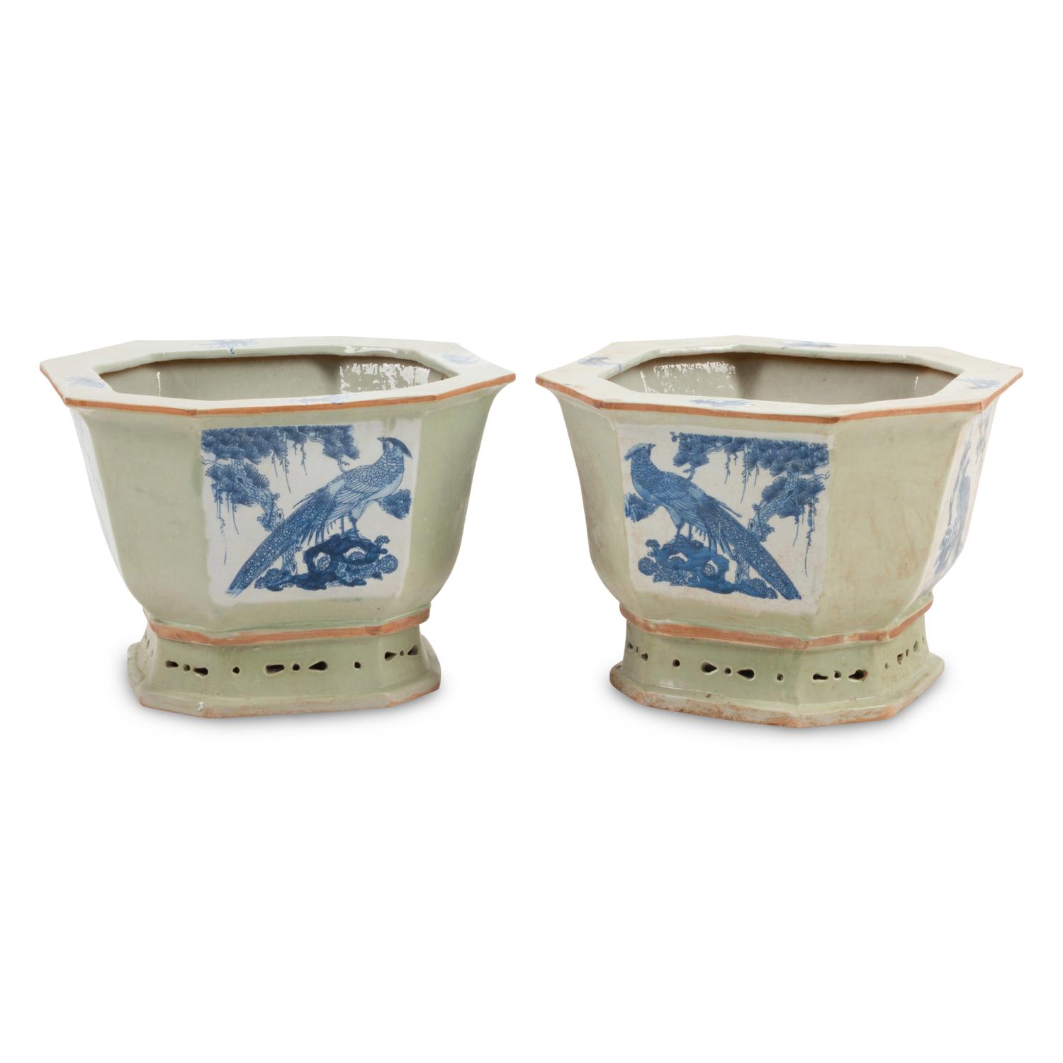 A Pair of Chinese Porcelain Jardinières