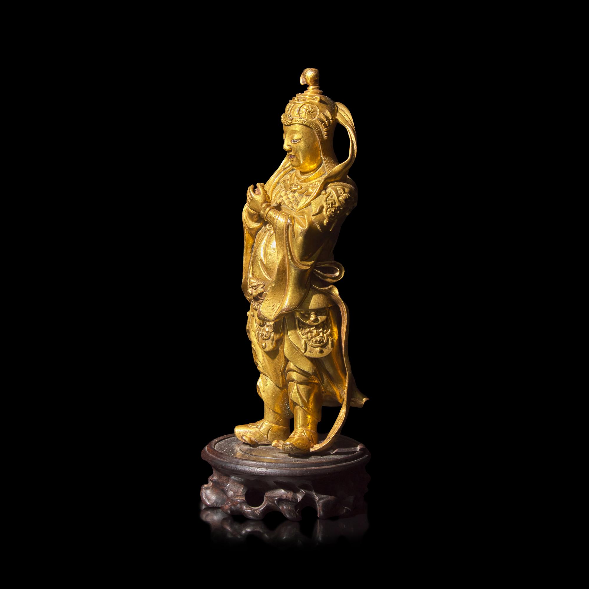 A Chinese Gilt Bronze Figure of Weituo, 17th/18th Century — 清中期 銅鎏金韋陀像