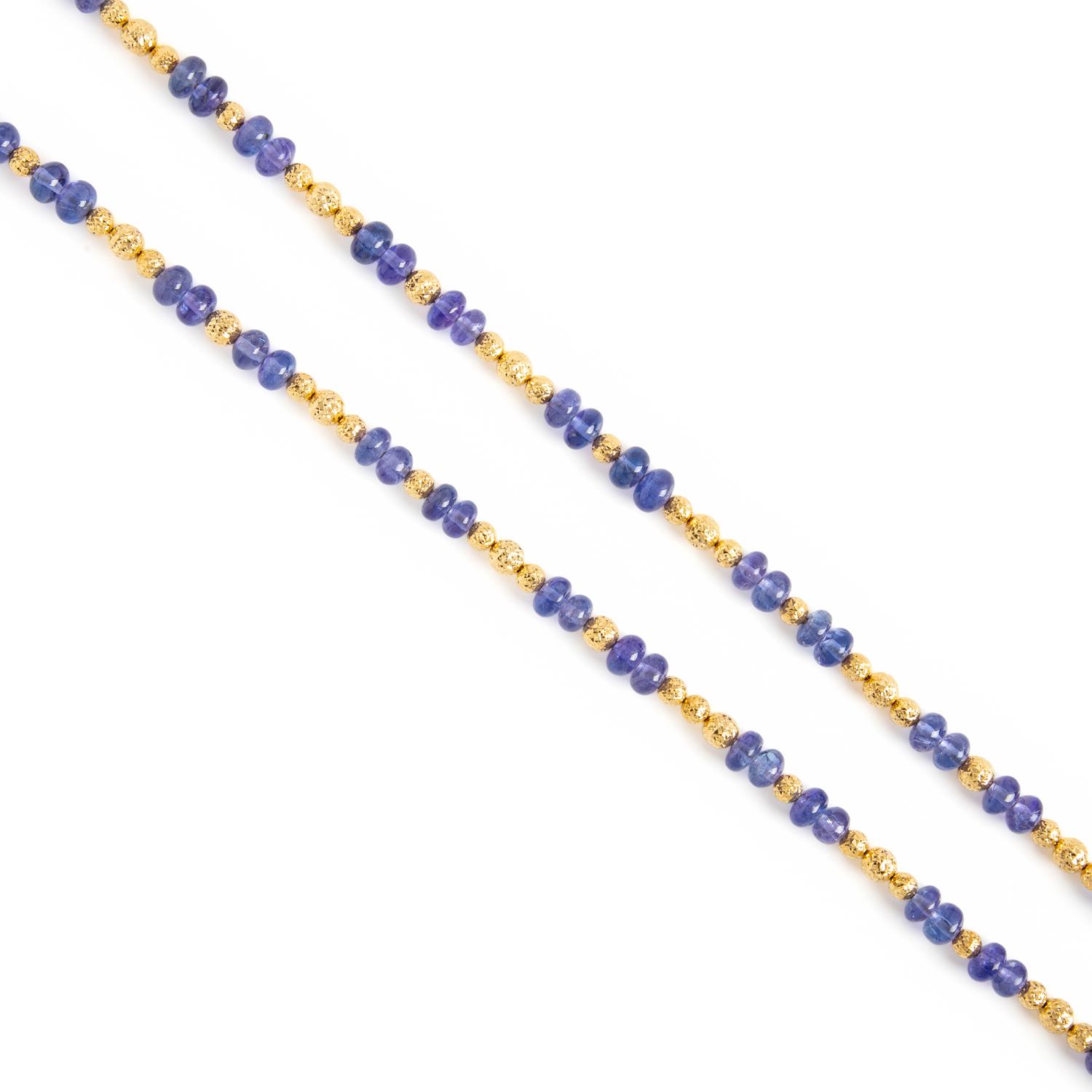 Tanzanite and Yellow Gold Beaded Necklace