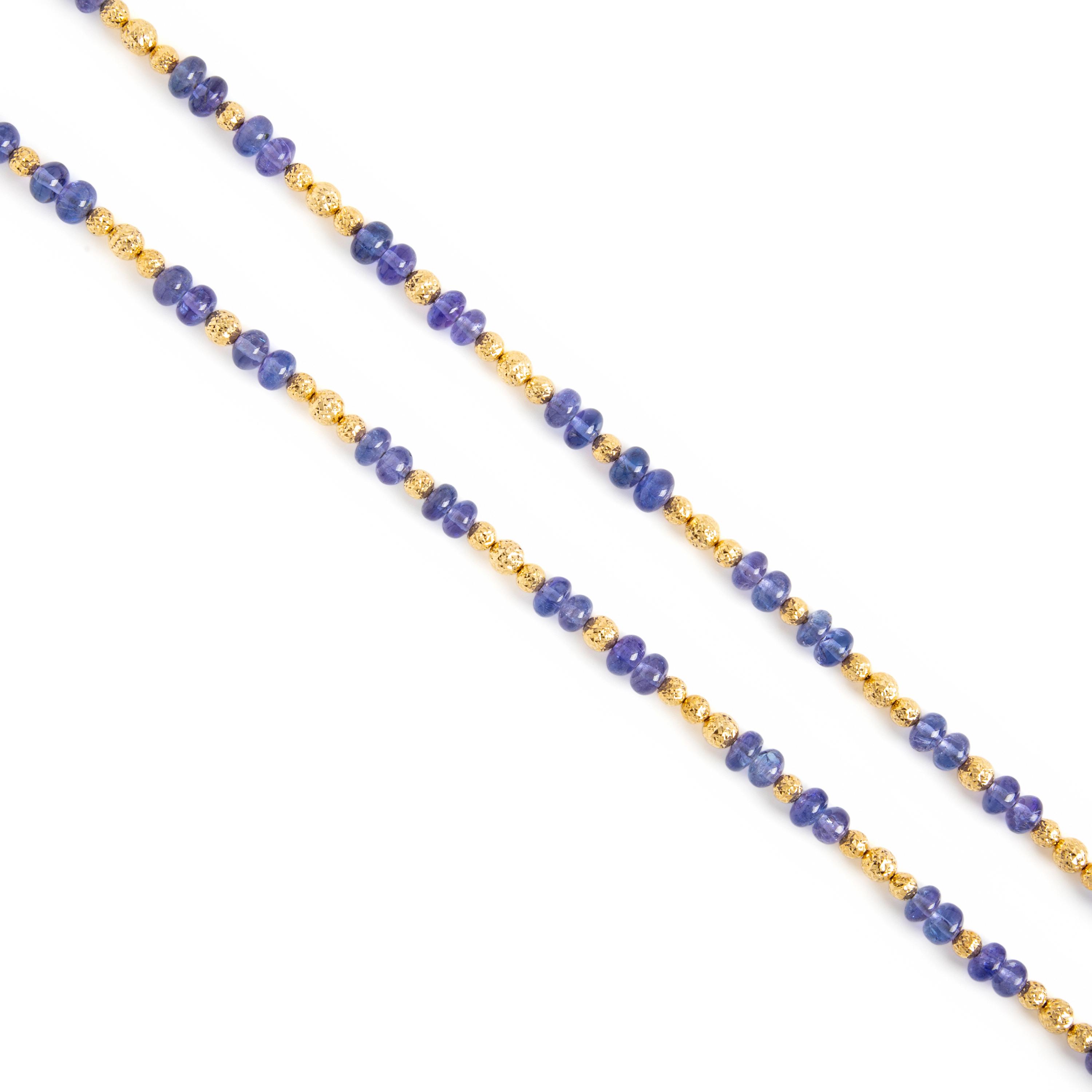 Tanzanite and Yellow Gold Beaded Necklace