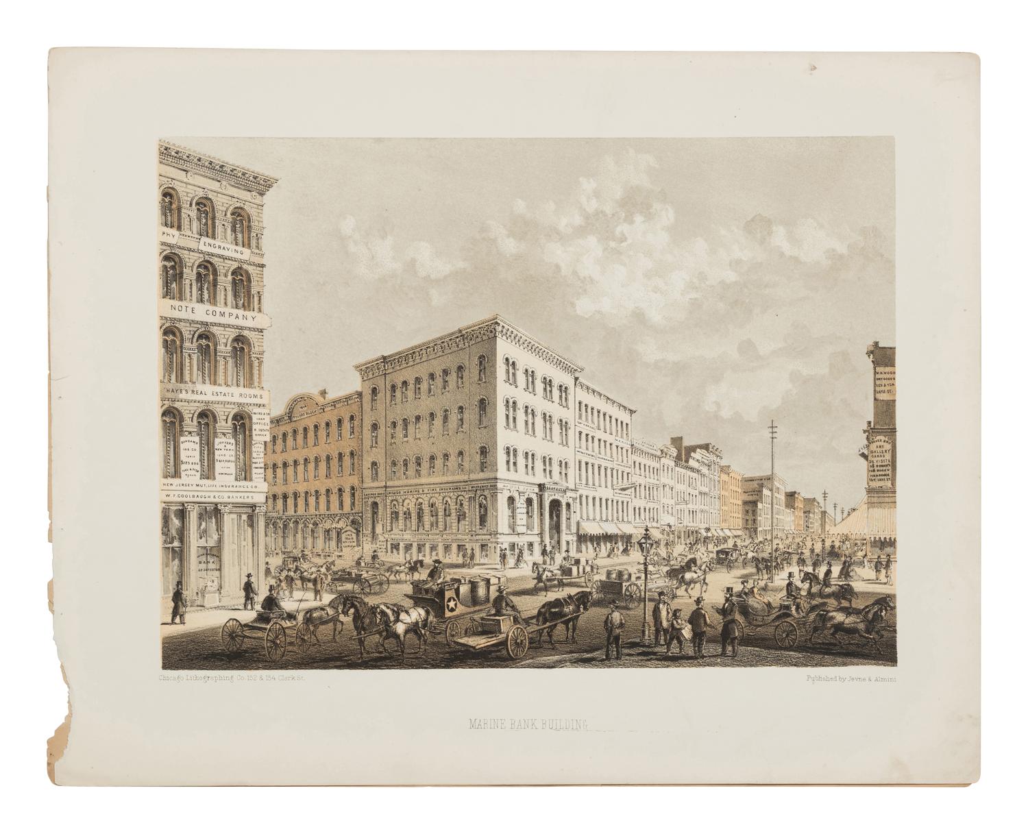 [CHICAGO]. KURZ, Louis (1834-1921). A group of 33 prints from Chicago Illustrated depicting pre-fire Chicago. Chicago: Jevne & Almini, 1866
