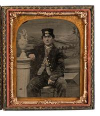 [EARLY PHOTOGRAPHY]. Sixth plate ambrotype of a railroad conductor.
