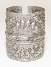 An Egyptian Silver Cuff Bracelet Diameter of exterior 2 1/2 inches.