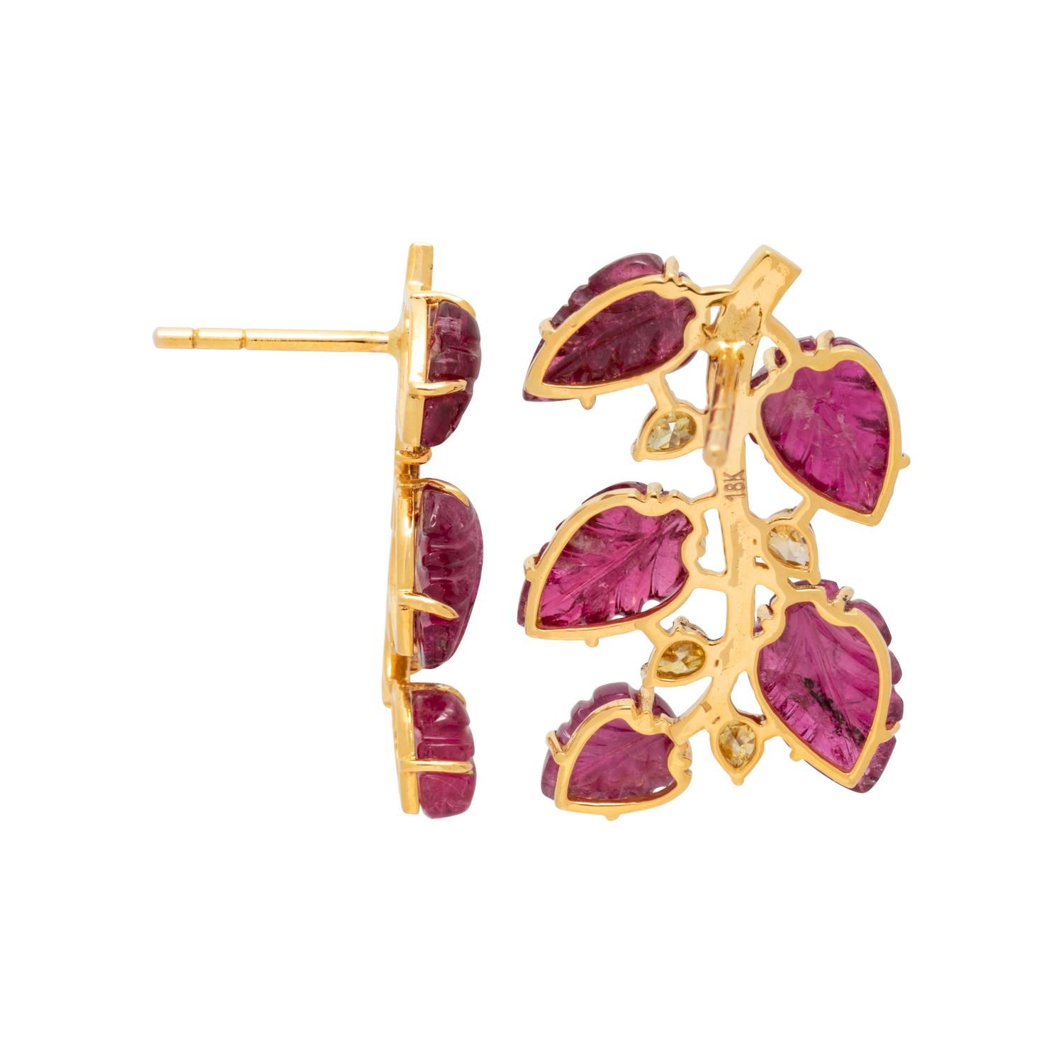PINK TOURMALINE AND COLORED DIAMOND EARRINGS