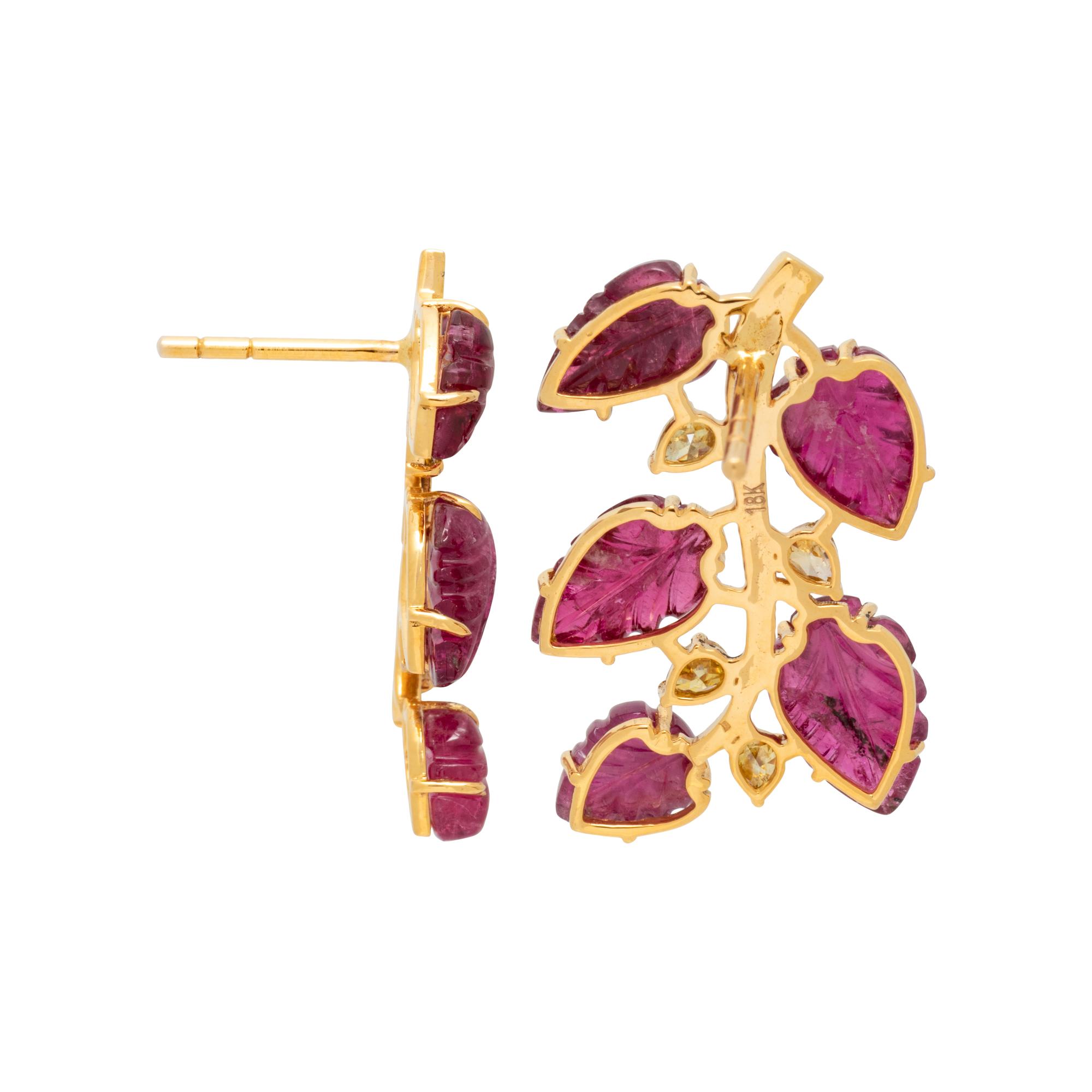 PINK TOURMALINE AND COLORED DIAMOND EARRINGS