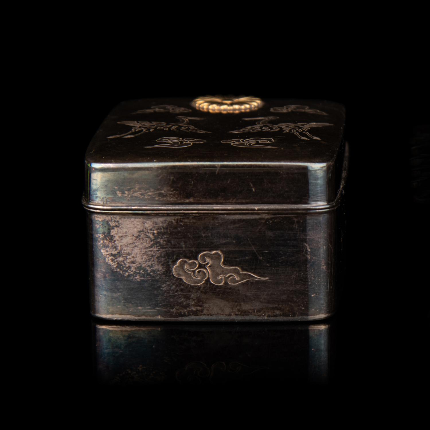A Japanese Silver Rectangular Box-Form Bonbonnière