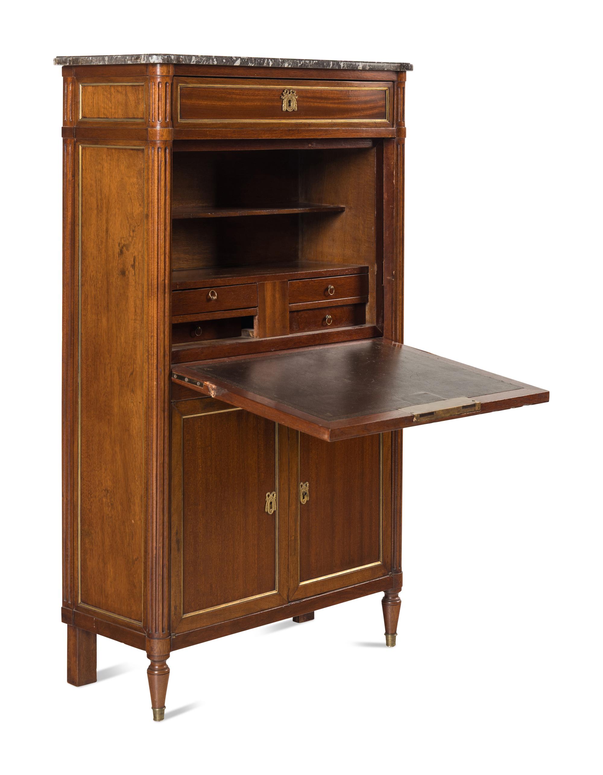 A Louis XVI Style Mahogany Secrétaire à Abbatant