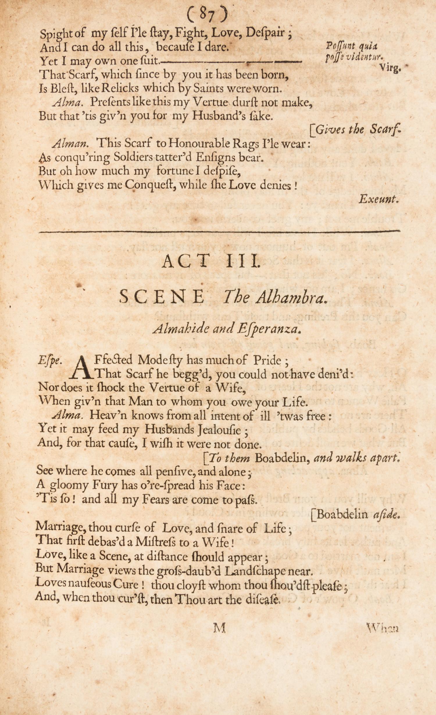 DRYDEN, JOHN. The Conquest of Granada by the Spaniards. London, 1678. Third edition.