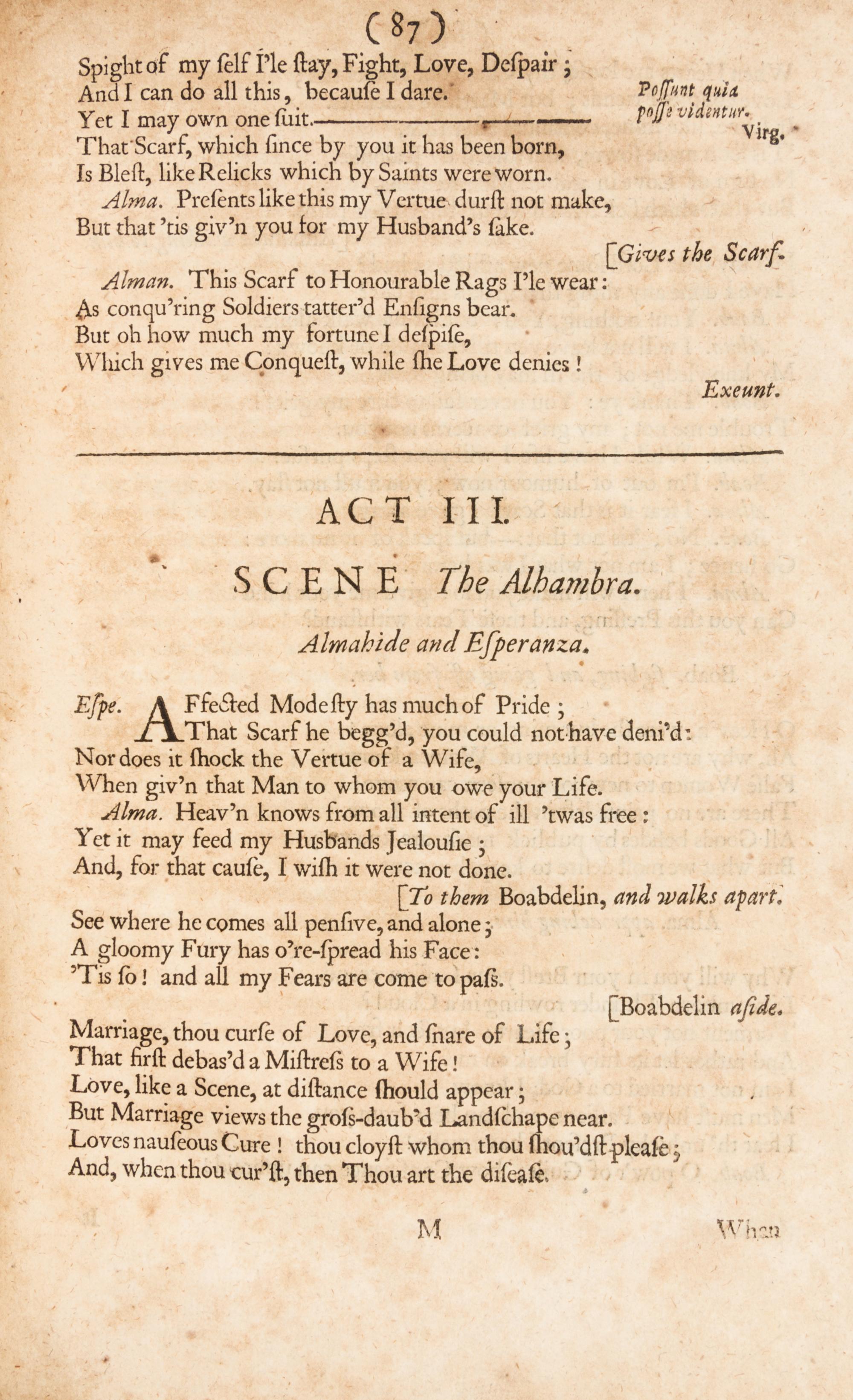 DRYDEN, JOHN. The Conquest of Granada by the Spaniards. London, 1678. Third edition.