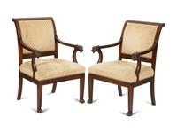 A Pair of Regency Style Mahogany Armchairs