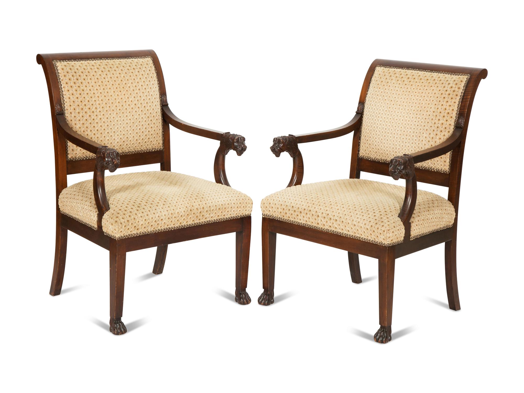 A Pair of Regency Style Mahogany Armchairs