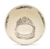 A Liverpool Transfer-Printed Creamware Punch Bowl with George Washington and Benjamin Franklin
