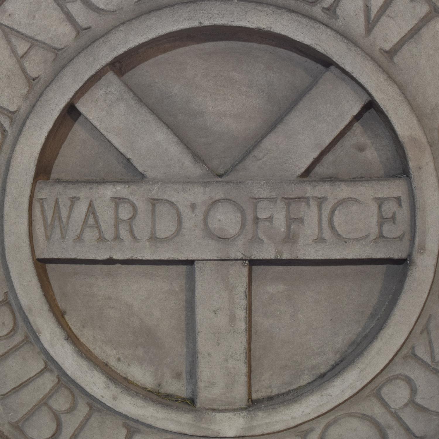 A Limestone Ward Office Panel with the Seal of Chicago 29" W x 3.5" D x 29" H — United States, 20th Century