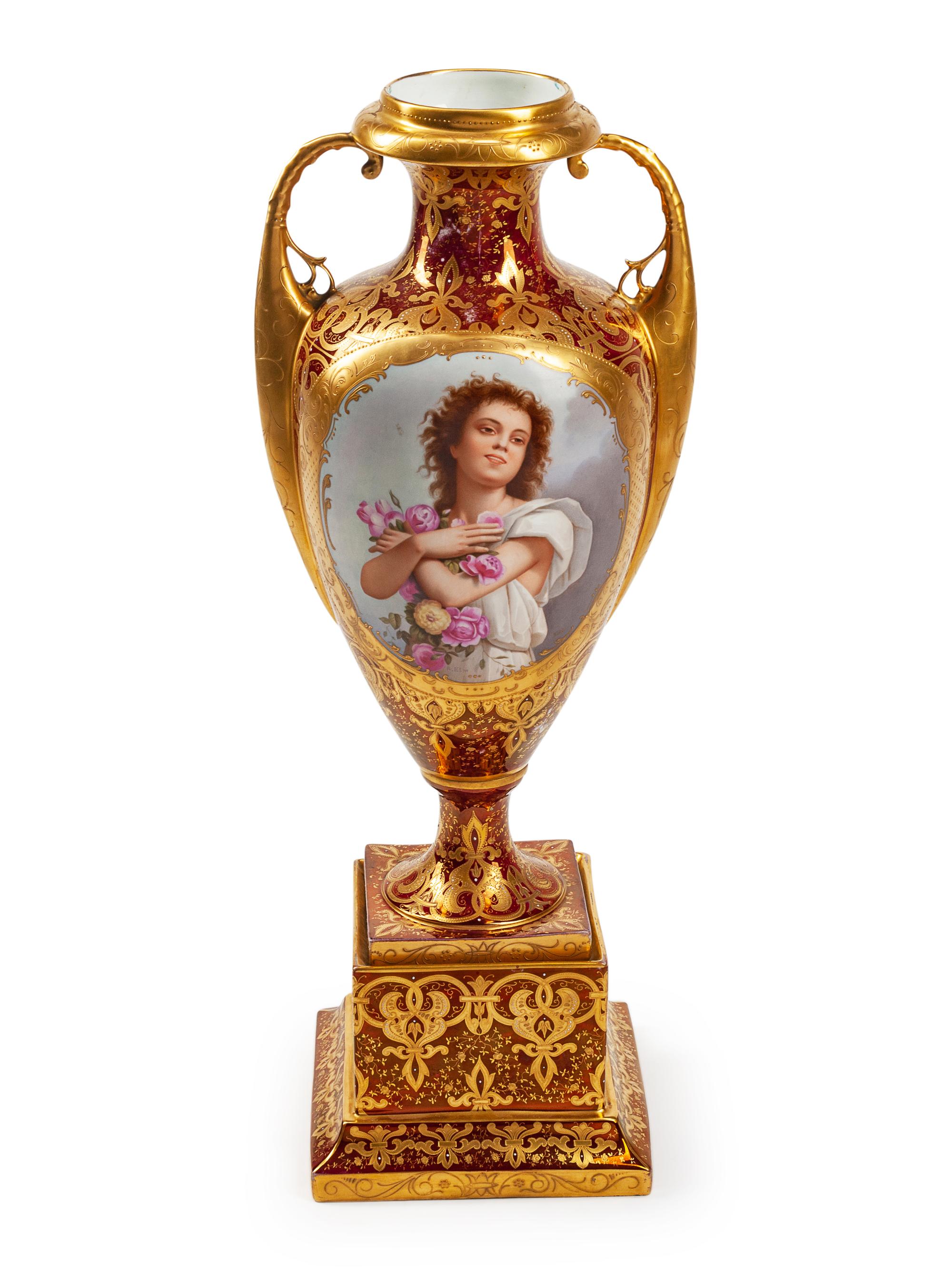 A Vienna Porcelain Urn and Stand