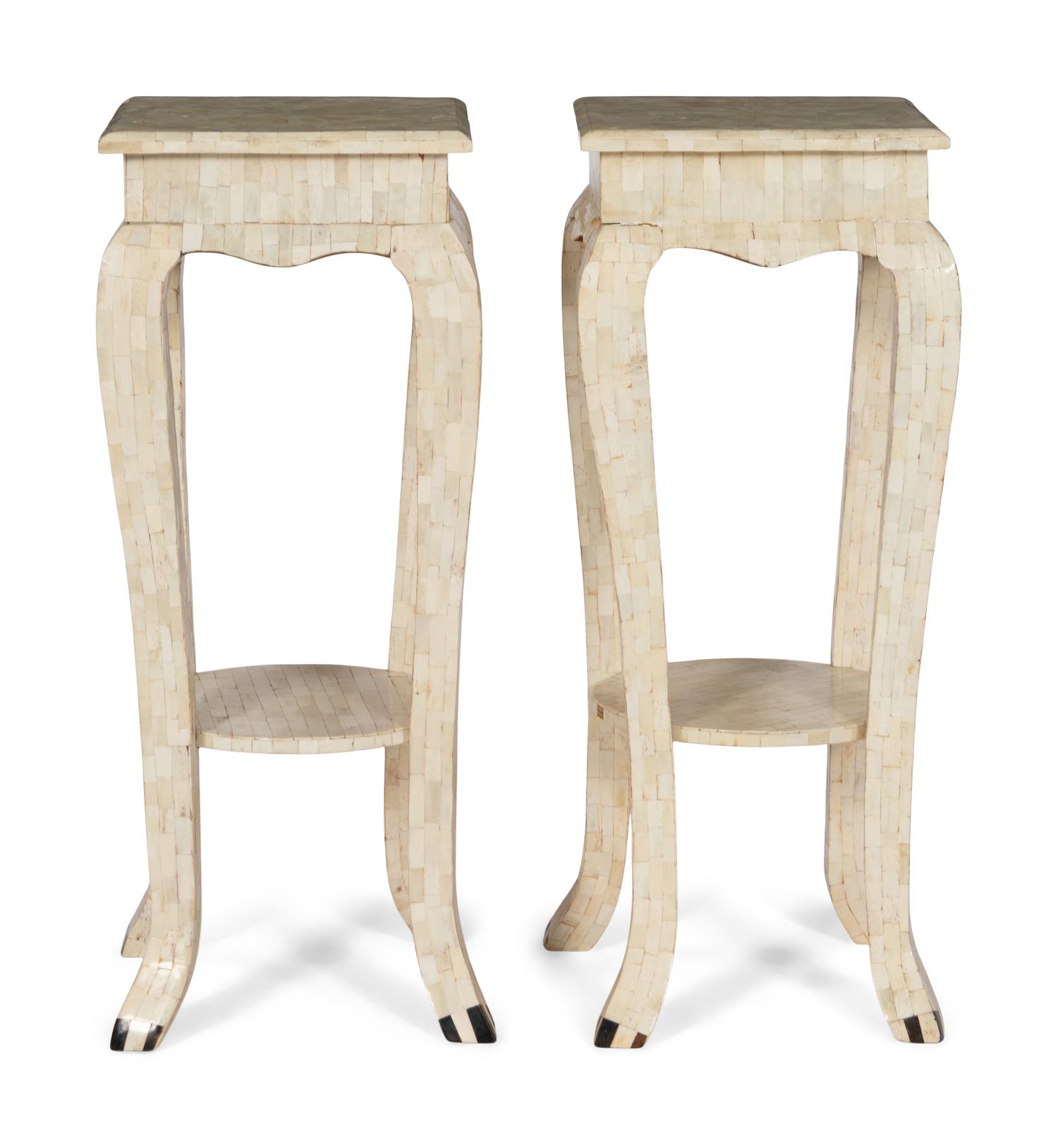 A Pair of Tessellated Bone Veneered Stands