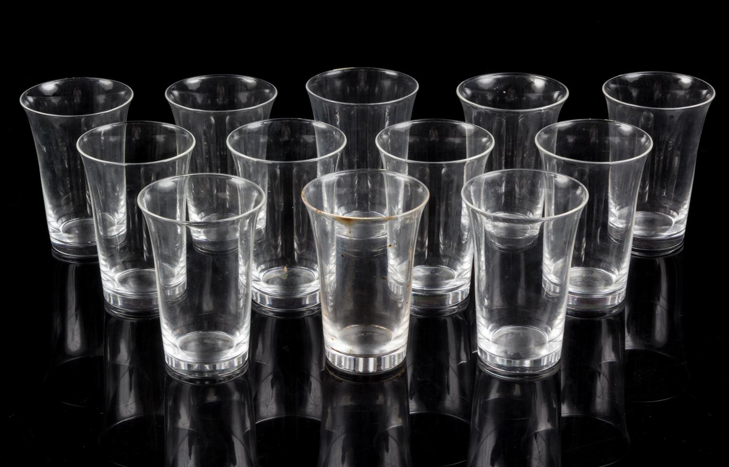 A Set of Twelve Steuben Short Glasses. Height 4 3/4 inches.