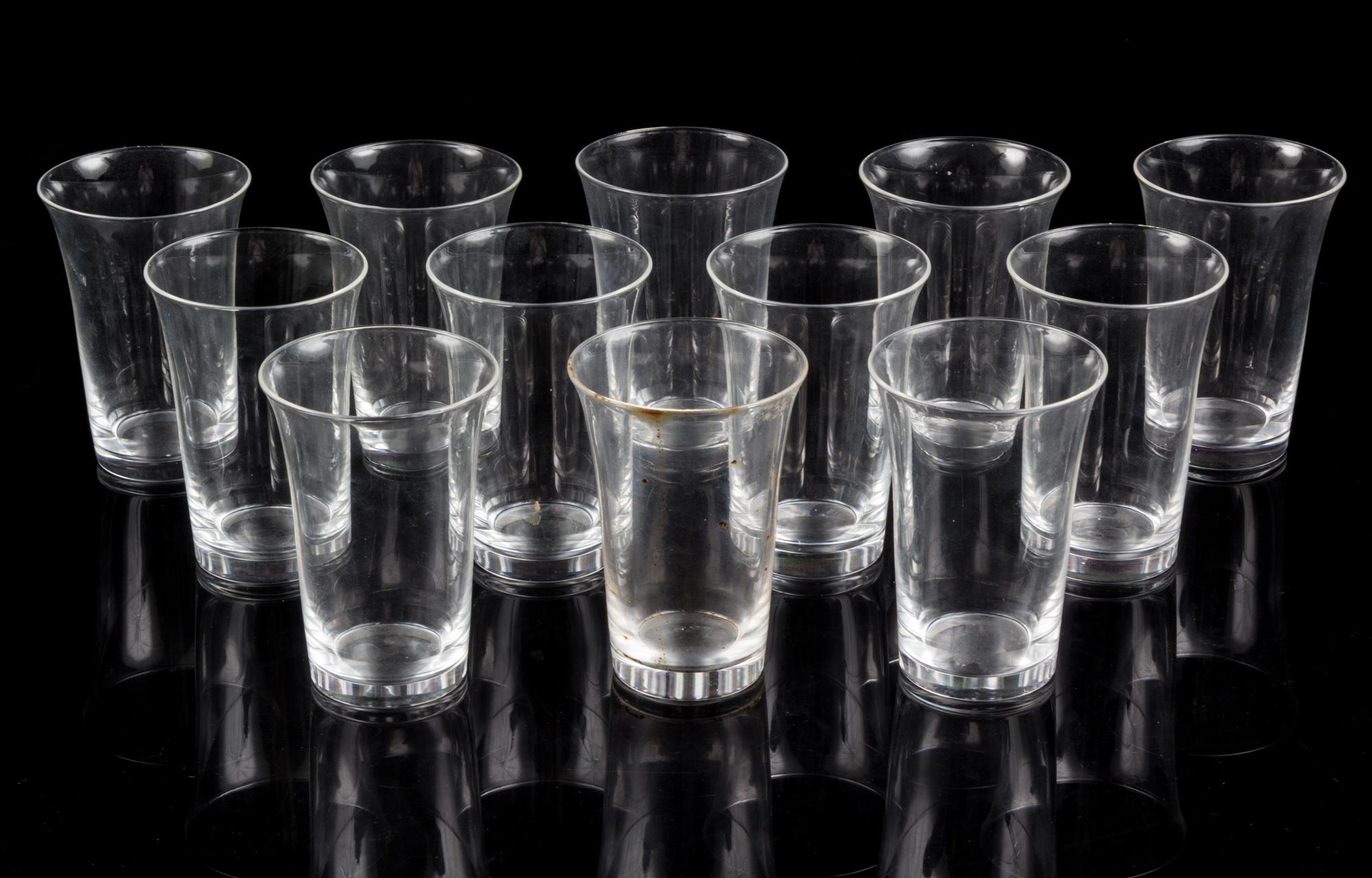 A Set of Twelve Steuben Short Glasses. Height 4 3/4 inches.