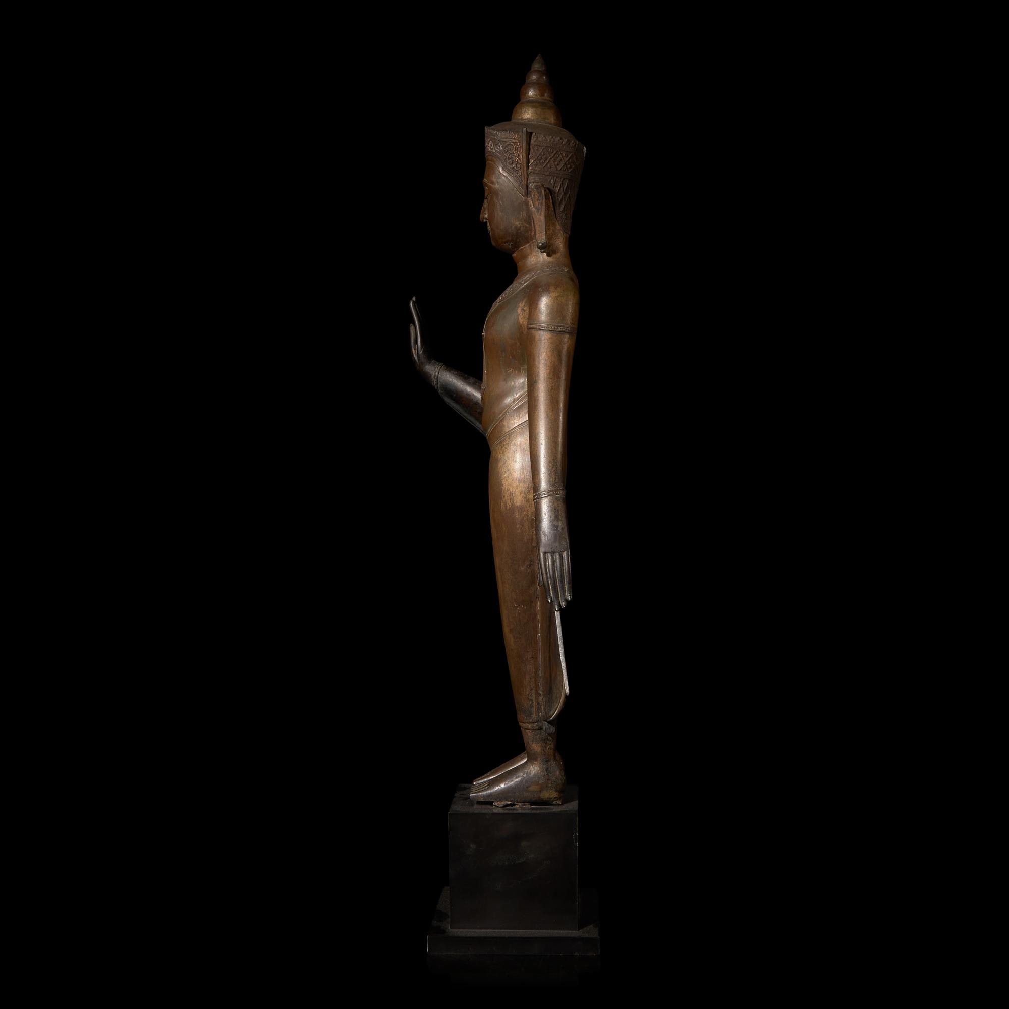 A Thai Bronze Figure of a Standing Buddha, Ayudhya Style, 17th Century or Later