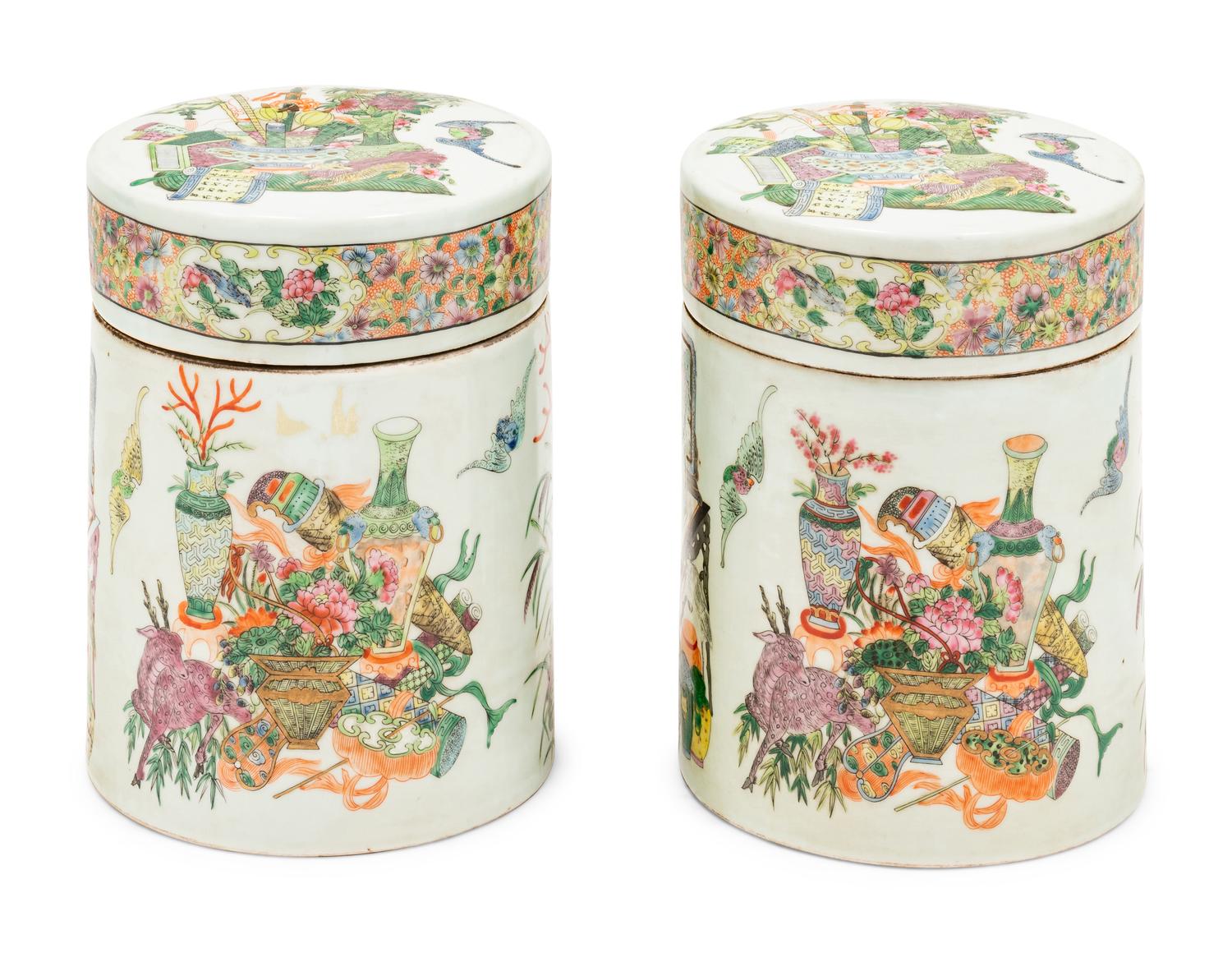 Two Chinese Export Porcelain Covered Jars