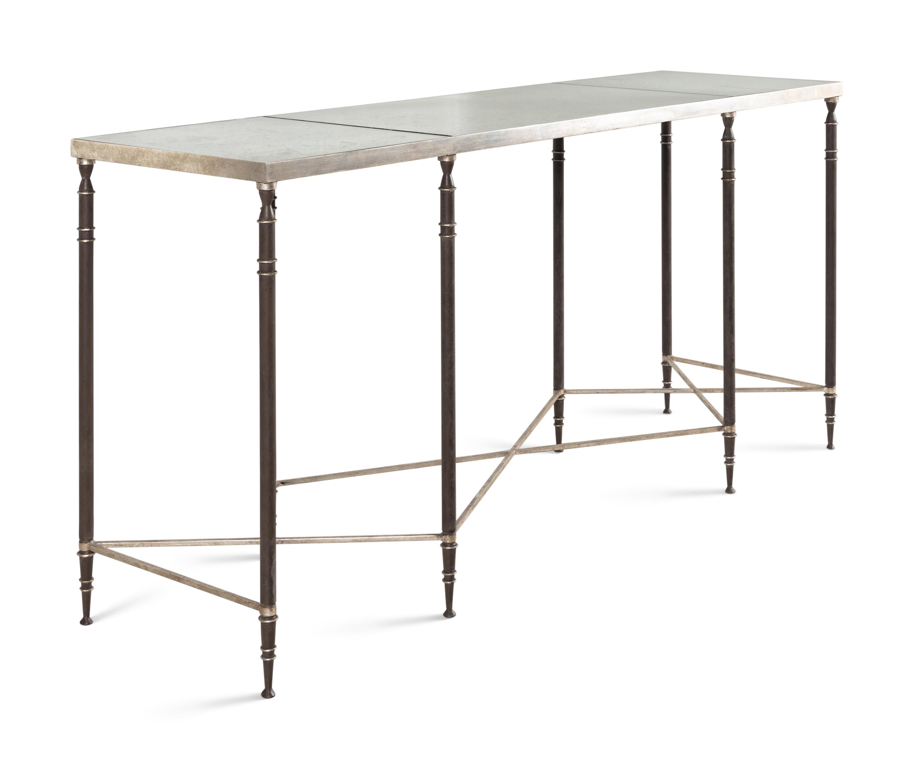 An Ebanista Yves Mirrored Iron Console Table