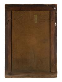 A Gilt and Polychrome Decorated Canvas Panel