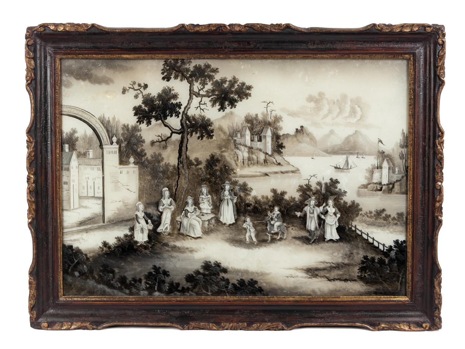 A Pair of Chinese Export Reverse Paintings on Glass