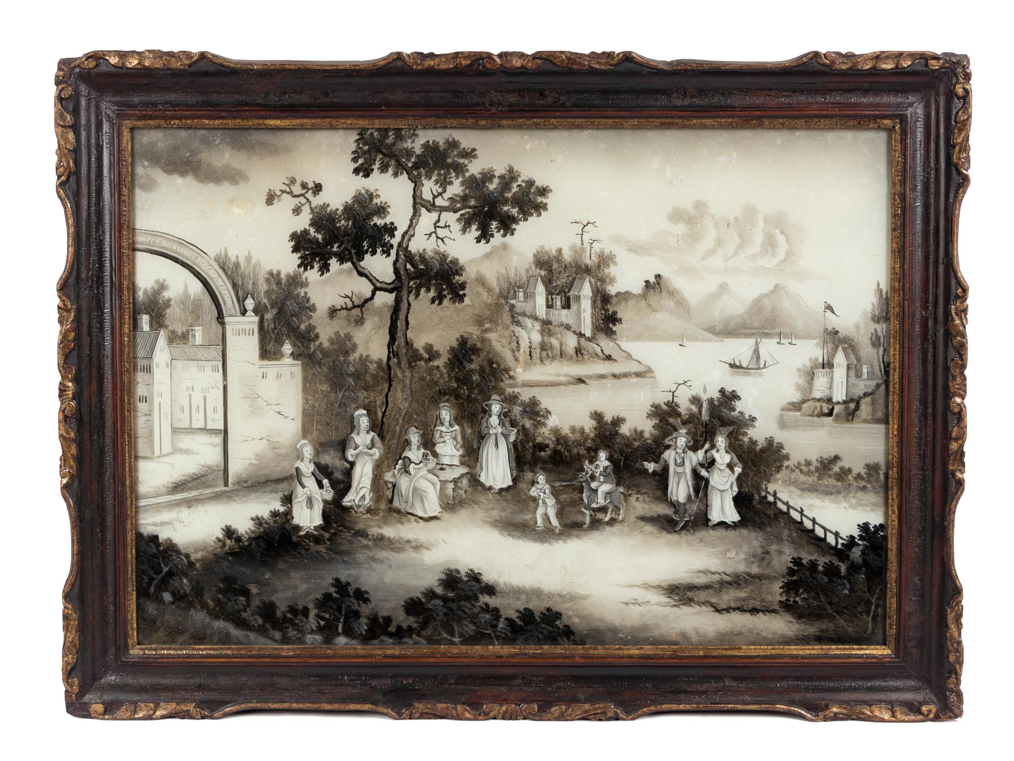 A Pair of Chinese Export Reverse Paintings on Glass